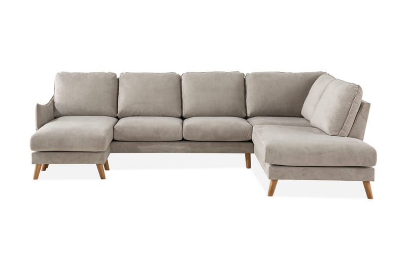 Trend Lyx 4-sits Högervänd U-formad Soffa med Divan och Schäslong i Tyg - Beige - Möbler - Vardagsrum - Soffor - U-soffor