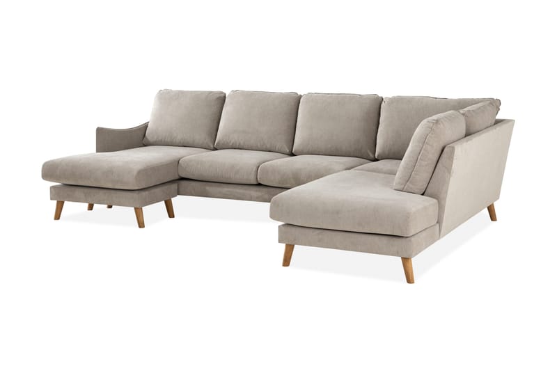 Trend Lyx 4-sits Högervänd U-formad Soffa med Divan och Schäslong i Tyg - Beige - Möbler - Vardagsrum - Soffor - U-soffor