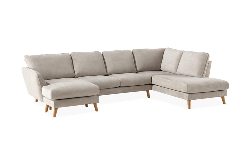 Trend Lyx 4-sits Högervänd U-formad Soffa med Divan och Schäslong i Tyg - Beige - Möbler - Vardagsrum - Soffor - U-soffor