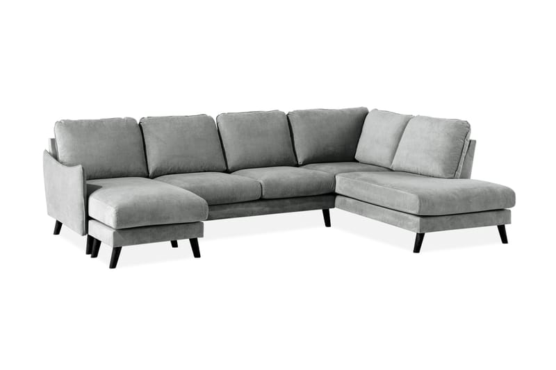 Trend Lyx 4-sits Högervänd U-formad Soffa med Divan och Schäslong i Tyg - Grå - Möbler - Vardagsrum - Soffor - U-soffor