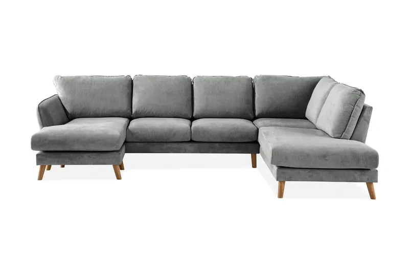 Trend Lyx 4-sits Högervänd U-formad Soffa med Divan och Schäslong i Tyg - Grå - Möbler - Vardagsrum - Soffor - U-soffor