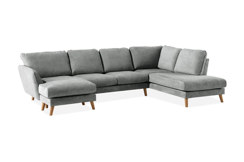 Trend Lyx 4-sits Högervänd U-formad Soffa med Divan och Schäslong i Tyg - Grå - Möbler - Vardagsrum - Soffor - U-soffor
