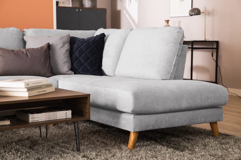 Trend Lyx 4-sits Högervänd U-formad Soffa med Divan och Schäslong i Tyg - Ljusgrå - Möbler - Vardagsrum - Soffor - U-soffor