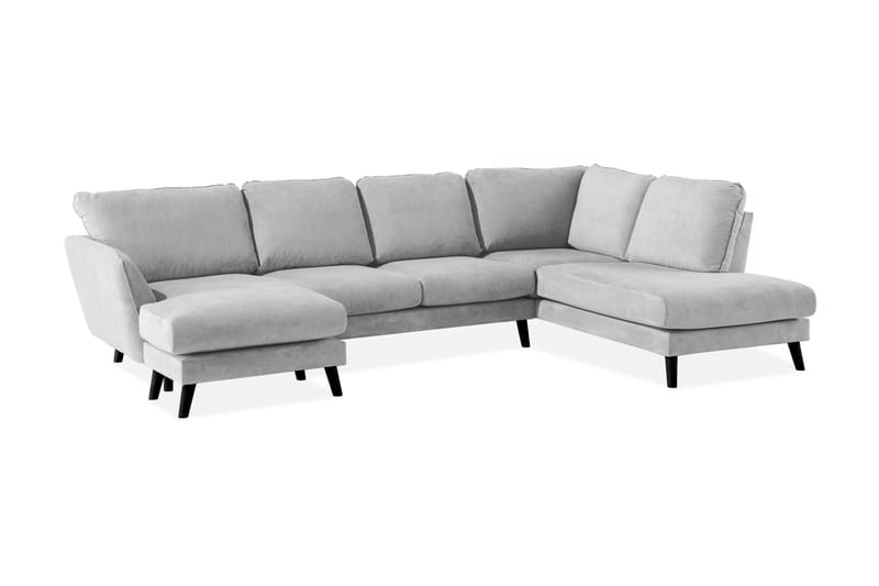 Trend Lyx 4-sits Högervänd U-formad Soffa med Divan och Schäslong i Tyg - Ljusgrå - Möbler - Vardagsrum - Soffor - U-soffor