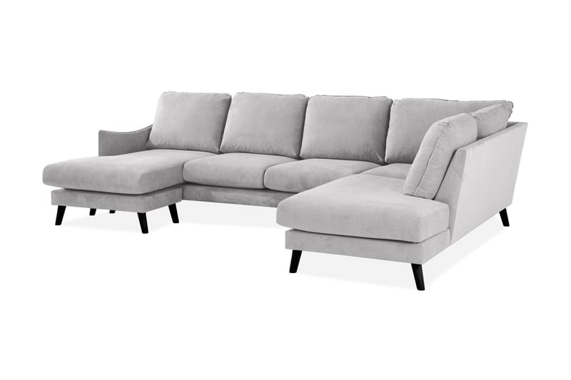 Trend Lyx 4-sits Högervänd U-formad Soffa med Divan och Schäslong i Tyg - Ljusgrå - Möbler - Vardagsrum - Soffor - U-soffor