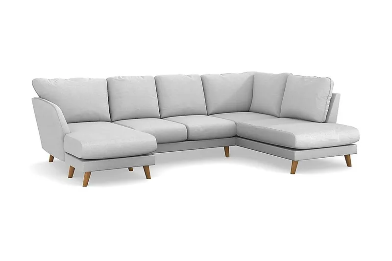 Trend Lyx 4-sits Högervänd U-formad Soffa med Divan och Schäslong i Tyg - Ljusgrå - Möbler - Vardagsrum - Soffor - U-soffor