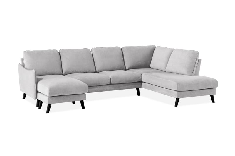 Trend Lyx 4-sits Högervänd U-formad Soffa med Divan och Schäslong i Tyg - Ljusgrå - Möbler - Vardagsrum - Soffor - U-soffor