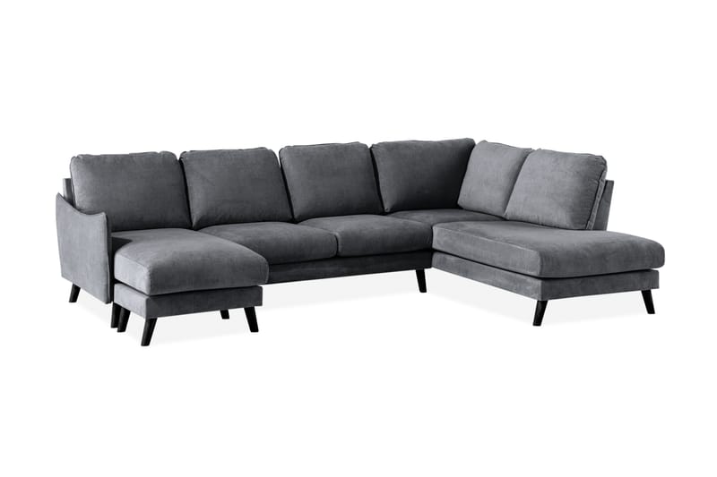 Trend Lyx 4-sits Högervänd U-formad Soffa med Divan och Schäslong i Tyg - Mörkgrå - Möbler - Vardagsrum - Soffor - U-soffor