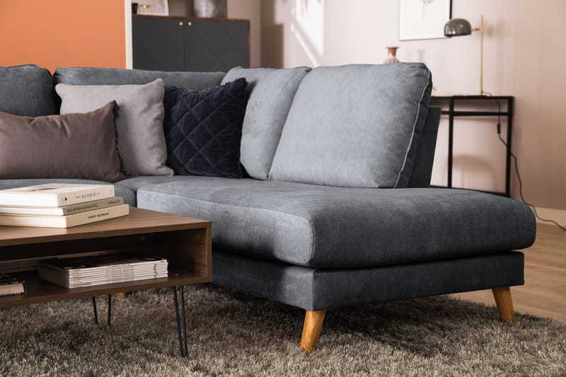 Trend Lyx 4-sits Högervänd U-formad Soffa med Divan och Schäslong i Tyg - Mörkgrå - Möbler - Vardagsrum - Soffor - U-soffor
