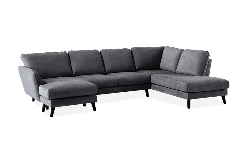 Trend Lyx 4-sits Högervänd U-formad Soffa med Divan och Schäslong i Tyg - Mörkgrå - Möbler - Vardagsrum - Soffor - U-soffor