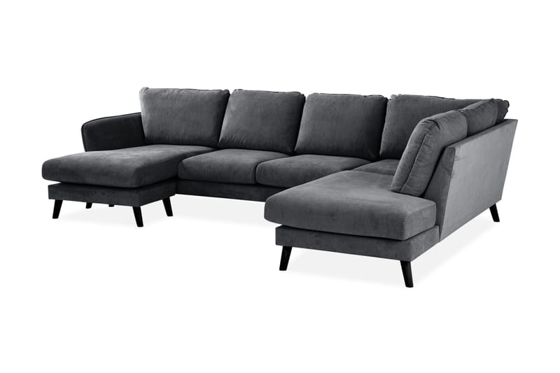 Trend Lyx 4-sits Högervänd U-formad Soffa med Divan och Schäslong i Tyg - Mörkgrå - Möbler - Vardagsrum - Soffor - U-soffor