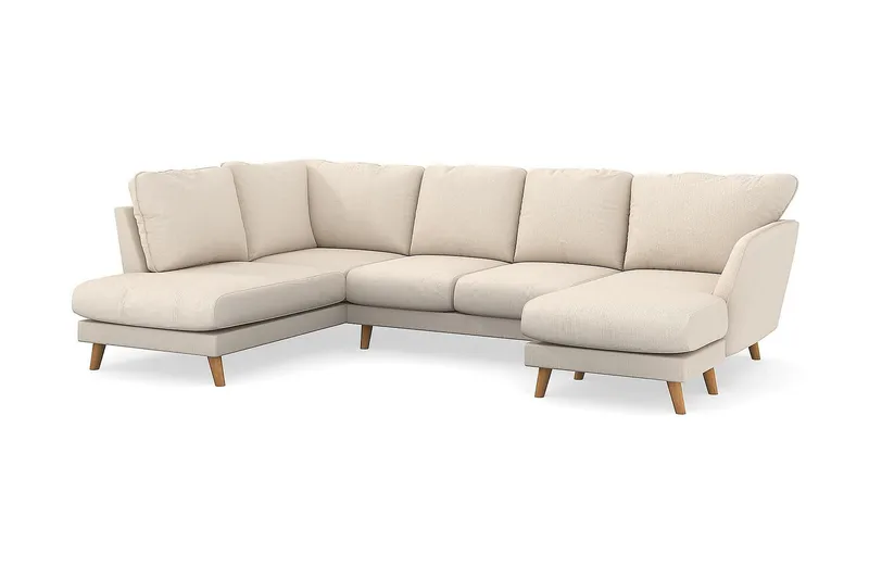 Trend Lyx 4-sits Vänstervänd U-formad Soffa med Divan och Schäslong i Manchester - Beige - Möbler - Vardagsrum - Soffor - U-soffor