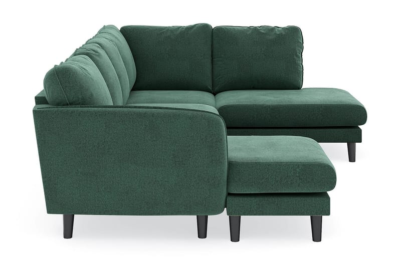 Trend Lyx 4-sits Vänstervänd U-formad Soffa med Divan och Schäslong i Sammet - Mörkgrön - Möbler - Vardagsrum - Soffor - U-soffor