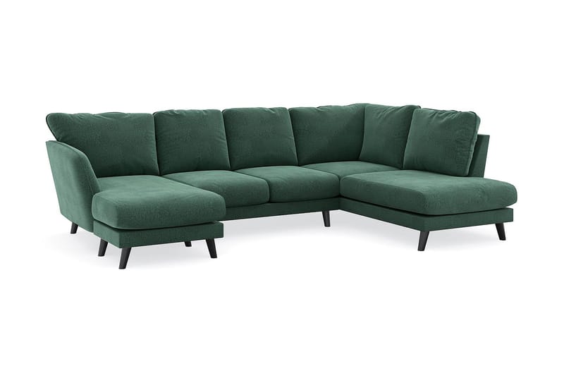 Trend Lyx 4-sits Vänstervänd U-formad Soffa med Divan och Schäslong i Sammet - Mörkgrön - Möbler - Vardagsrum - Soffor - U-soffor