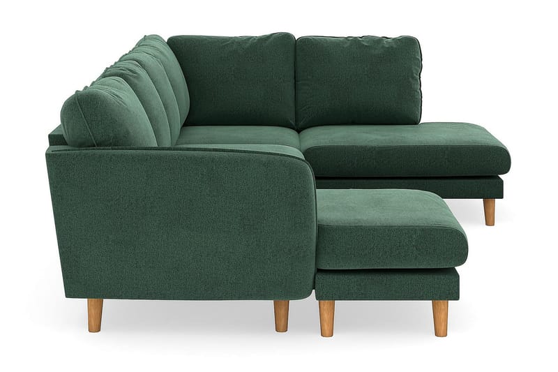 Trend Lyx 4-sits Vänstervänd U-formad Soffa med Divan och Schäslong i Sammet - Mörkgrön - Möbler - Vardagsrum - Soffor - U-soffor