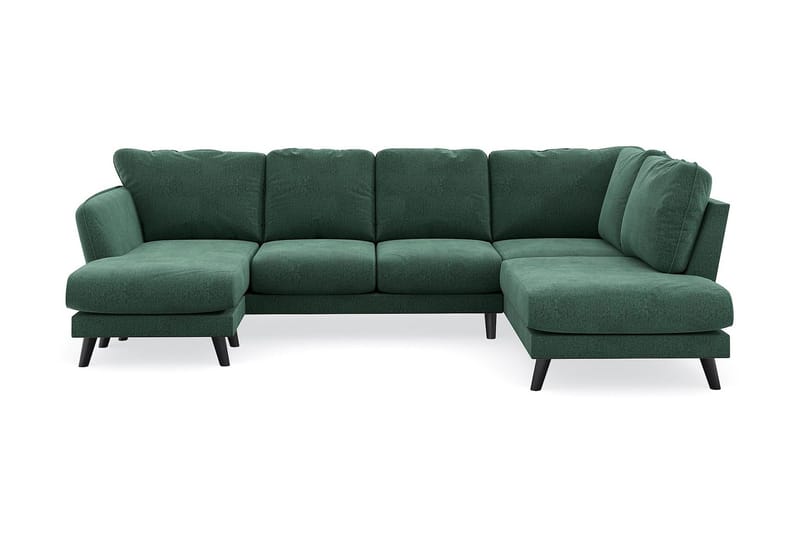 Trend Lyx 4-sits Vänstervänd U-formad Soffa med Divan och Schäslong i Sammet, Mörkgrön
