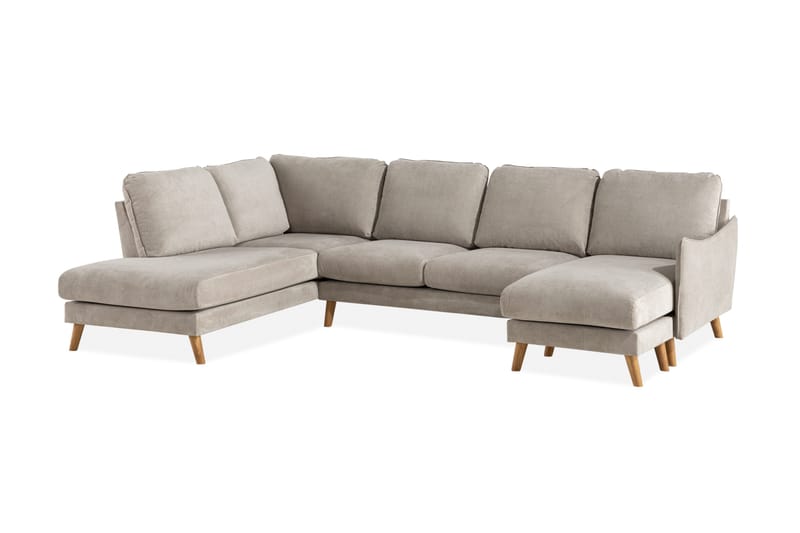 Trend Lyx 4-sits Vänstervänd U-formad Soffa med Divan och Schäslong i Tyg - Beige - Möbler - Vardagsrum - Soffor - U-soffor