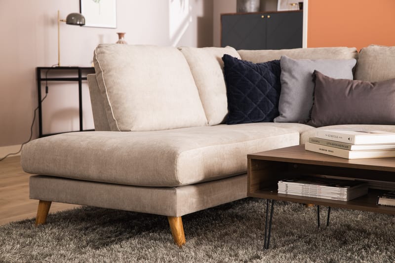 Trend Lyx 4-sits Vänstervänd U-formad Soffa med Divan och Schäslong i Tyg - Beige - Möbler - Vardagsrum - Soffor - U-soffor