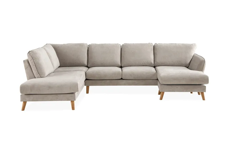 Trend Lyx 4-sits Vänstervänd U-formad Soffa med Divan och Schäslong i Tyg, Beige