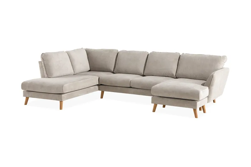 Trend Lyx 4-sits Vänstervänd U-formad Soffa med Divan och Schäslong i Tyg - Beige - Möbler - Vardagsrum - Soffor - U-soffor
