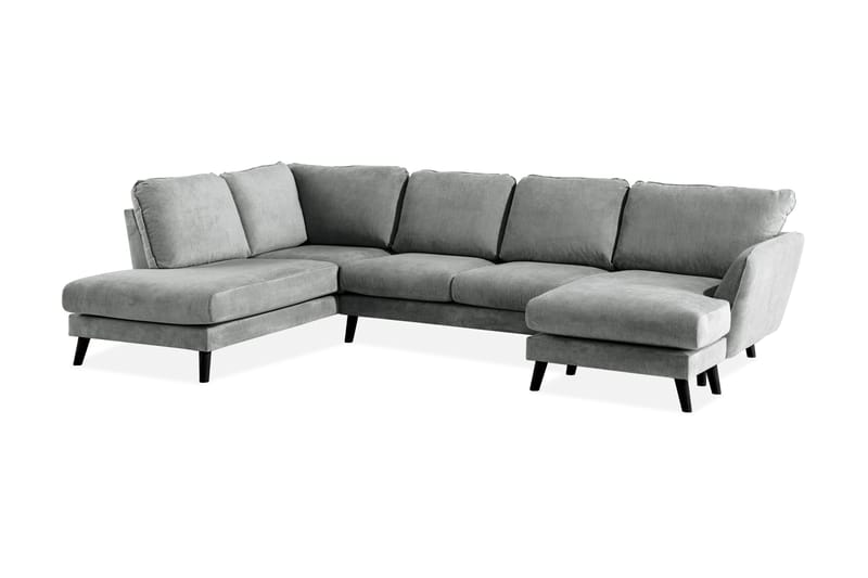 Trend Lyx 4-sits Vänstervänd U-formad Soffa med Divan och Schäslong i Tyg - Grå - Möbler - Vardagsrum - Soffor - U-soffor