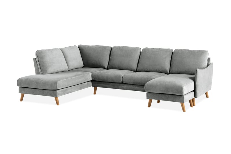 Trend Lyx 4-sits Vänstervänd U-formad Soffa med Divan och Schäslong i Tyg - Grå - Möbler - Vardagsrum - Soffor - U-soffor