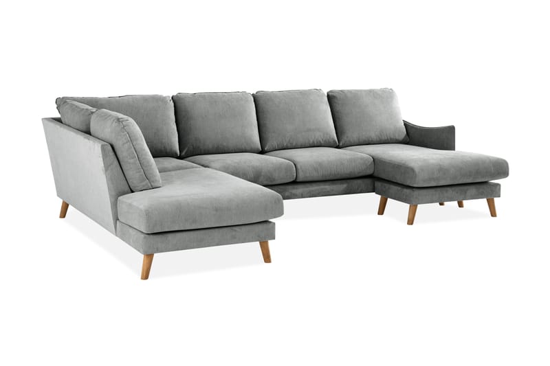 Trend Lyx 4-sits Vänstervänd U-formad Soffa med Divan och Schäslong i Tyg - Grå - Möbler - Vardagsrum - Soffor - U-soffor
