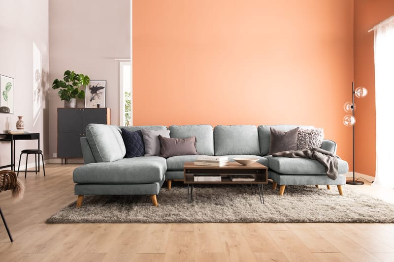 Trend Lyx 4-sits Vänstervänd U-formad Soffa med Divan och Schäslong i Tyg - Grå - Möbler - Vardagsrum - Soffor - U-soffor