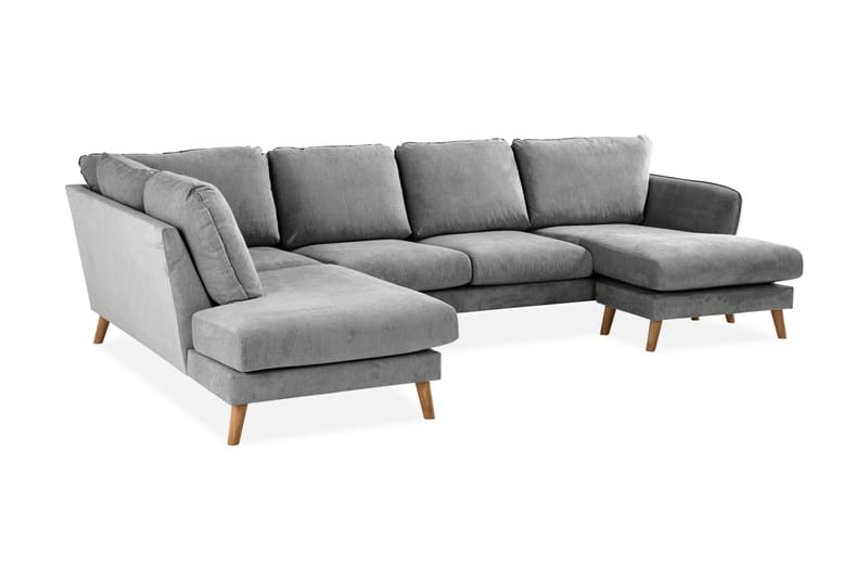 Trend Lyx 4-sits Vänstervänd U-formad Soffa med Divan och Schäslong i Tyg - Grå - Möbler - Vardagsrum - Soffor - U-soffor