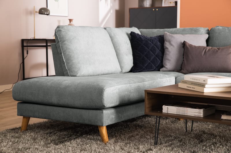 Trend Lyx 4-sits Vänstervänd U-formad Soffa med Divan och Schäslong i Tyg - Grå - Möbler - Vardagsrum - Soffor - U-soffor