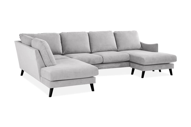 Trend Lyx 4-sits Vänstervänd U-formad Soffa med Divan och Schäslong i Tyg - Ljusgrå - Möbler - Vardagsrum - Soffor - U-soffor