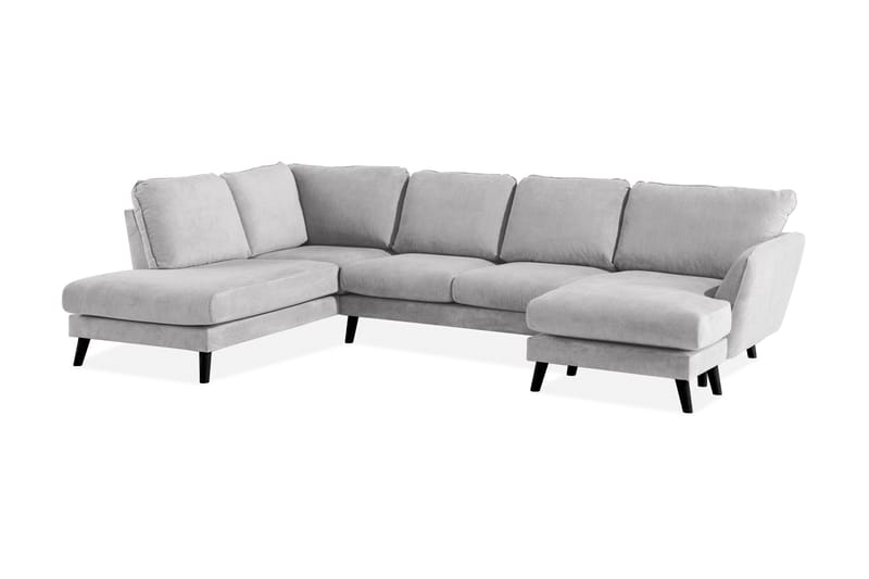 Trend Lyx 4-sits Vänstervänd U-formad Soffa med Divan och Schäslong i Tyg - Ljusgrå - Möbler - Vardagsrum - Soffor - U-soffor