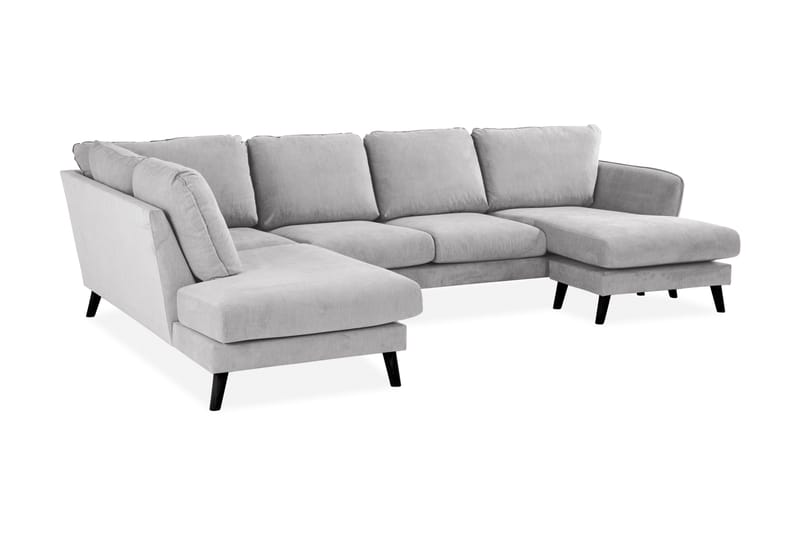 Trend Lyx 4-sits Vänstervänd U-formad Soffa med Divan och Schäslong i Tyg - Ljusgrå - Möbler - Vardagsrum - Soffor - U-soffor