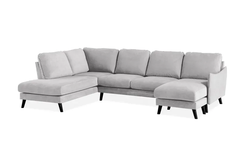 Trend Lyx 4-sits Vänstervänd U-formad Soffa med Divan och Schäslong i Tyg - Ljusgrå - Möbler - Vardagsrum - Soffor - U-soffor