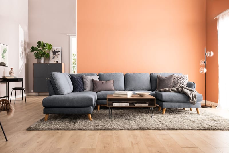 Trend Lyx 4-sits Vänstervänd U-formad Soffa med Divan och Schäslong i Tyg - Mörkgrå - Möbler - Vardagsrum - Soffor - U-soffor