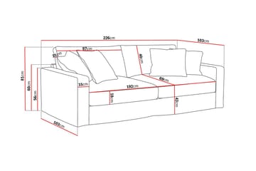 Valencia Extra Djup 3-sits Soffa med avtagbar och tvättbar klädsel - Beige - Möbler - Vardagsrum - Soffor - 3-sits soffor