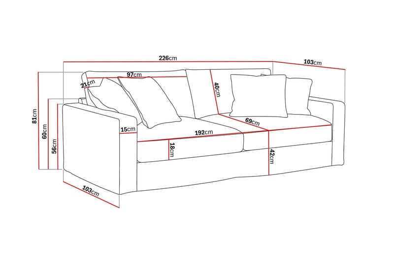 Valencia Extra Djup 3-sits Soffa med avtagbar och tvättbar klädsel - Beige - Möbler - Vardagsrum - Soffor - 3-sits soffor