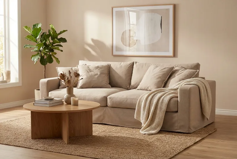 Valencia Extra Djup 3-sits Soffa med avtagbar och tvättbar klädsel - Ljusbrun - Möbler - Vardagsrum - Soffor - 3-sits soffor