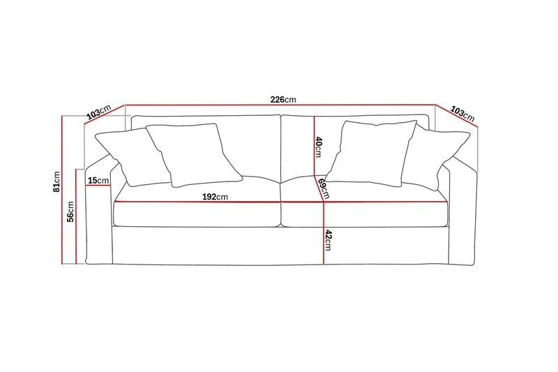 Valencia Extra Djup 3-sits Soffa med avtagbar och tvättbar klädsel - Mörkbrun - Möbler - Vardagsrum - Soffor - 3-sits soffor