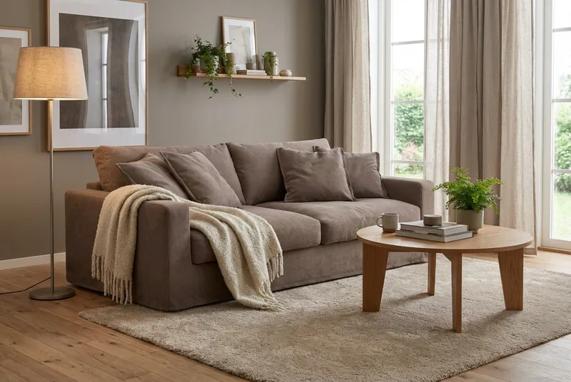 Valencia Extra Djup 3-sits Soffa med avtagbar och tvättbar klädsel - Mörkbrun - Möbler - Vardagsrum - Soffor - 3-sits soffor