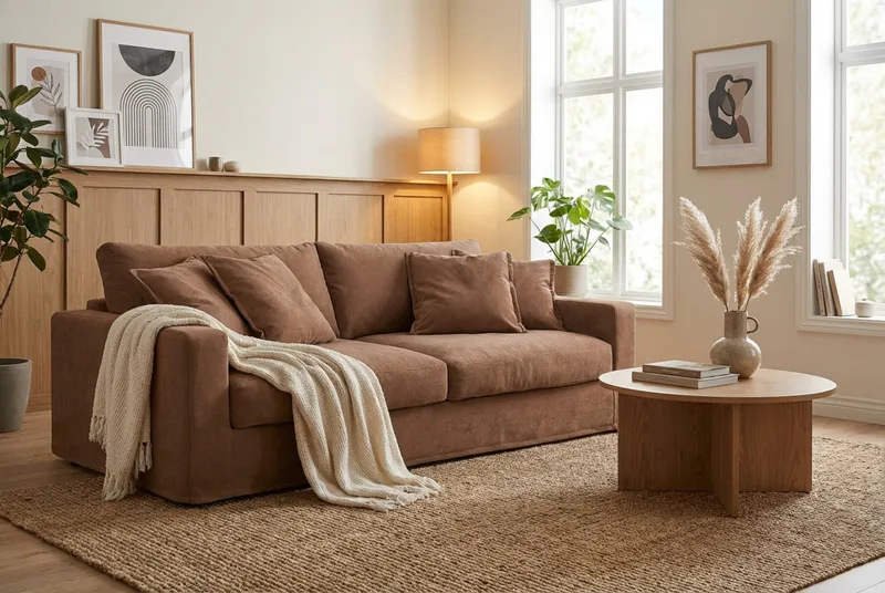 Valencia Extra Djup 3-sits Soffa med avtagbar och tvättbar klädsel - Rostbrun - Möbler - Vardagsrum - Soffor - 3-sits soffor