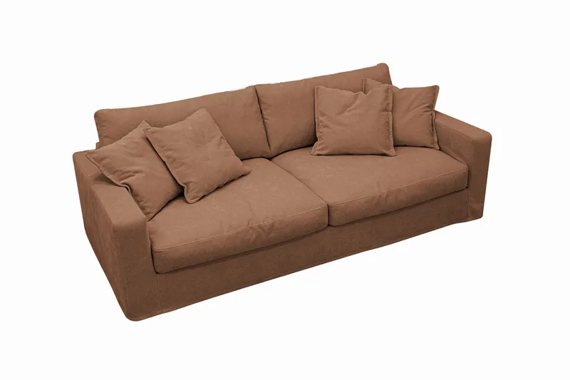 Valencia Extra Djup 3-sits Soffa med avtagbar och tvättbar klädsel - Rostbrun - Möbler - Vardagsrum - Soffor - 3-sits soffor