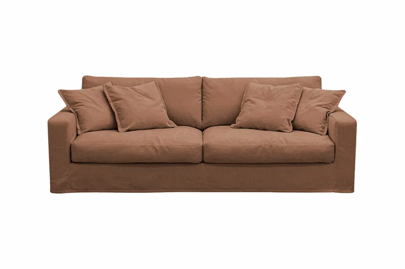 Valencia Extra Djup 3-sits Soffa med avtagbar och tvättbar klädsel, Rostbrun