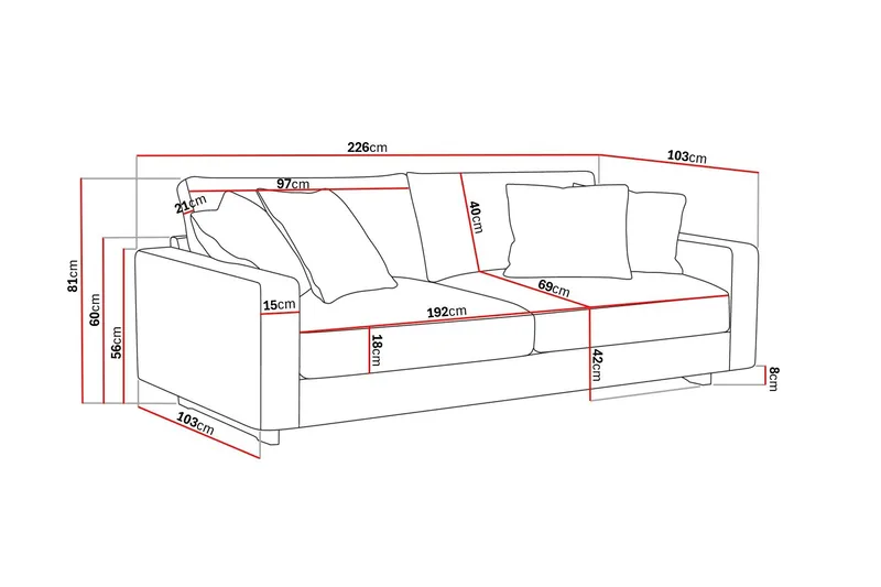 Valencia Extra Djup 3-sits Soffa - Mörkgrå - Möbler - Vardagsrum - Soffor - 3-sits soffor