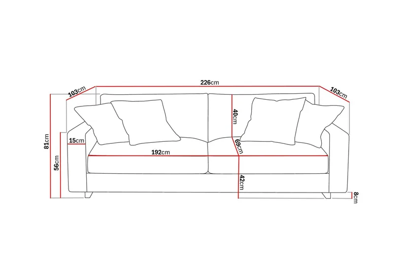 Valencia Extra Djup 3-sits Soffa - Mörkgrå - Möbler - Vardagsrum - Soffor - 3-sits soffor