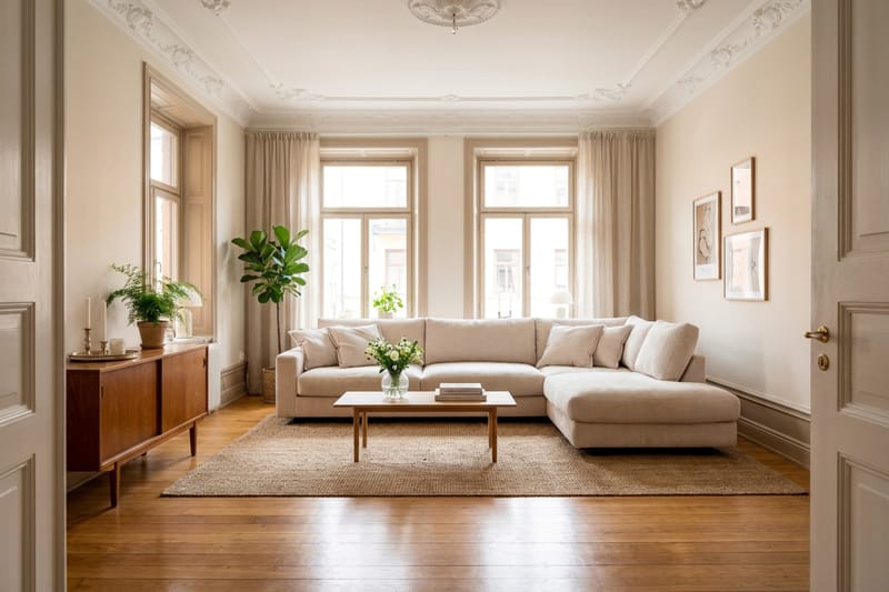 Valencia Extra Djup 4-sits Soffa med Schäslong Höger - Benvit - Möbler - Vardagsrum - Soffor - Divansoffa & schäslong