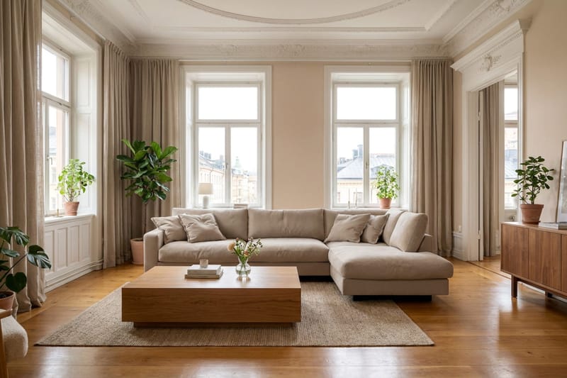 Valencia Extra Djup 4-sits Soffa med Schäslong Höger - Brun - Möbler - Vardagsrum - Soffor - Divansoffa & schäslong