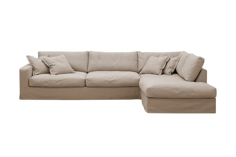 Valencia Extra Djup 4-sits Soffa med Schäslong Höger, Ljusbrun
