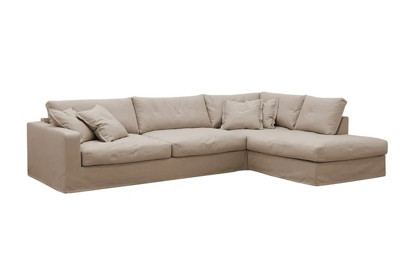 Valencia Extra Djup 4-sits Soffa med Schäslong Höger - Ljusbrun - Möbler - Vardagsrum - Soffor - Divansoffa & schäslong