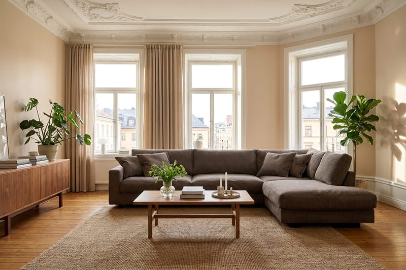 Valencia Extra Djup 4-sits Soffa med Schäslong Höger - Mörkgrå - Möbler - Vardagsrum - Soffor - Divansoffa & schäslong